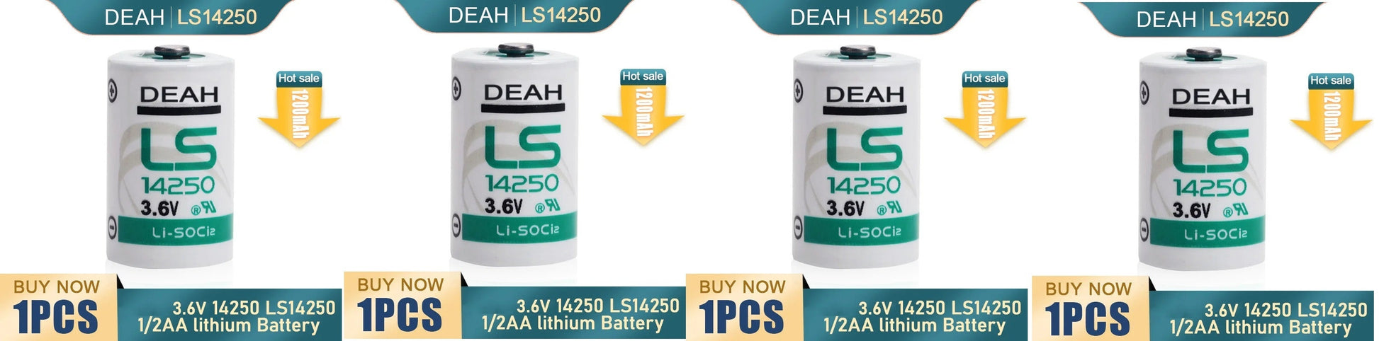 Pack de 4 Piles lithium 3.6v 1/2 aa ls14250 tl5902 tl5151 lr14250 tl4902 ECLATS DESTOCKAGE