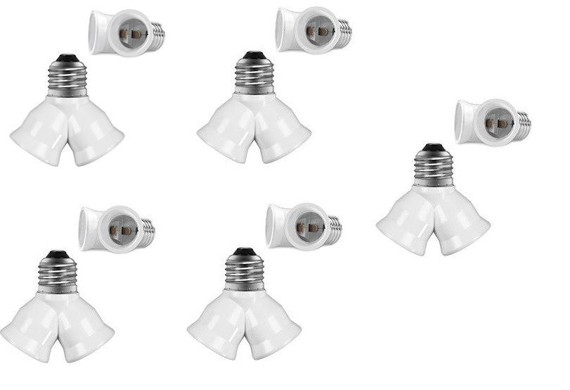 Pack de 5 douilles adaptation 2 ampoule led sortie double culot e27 lumiere eclairage 12v 24v 220v ECLATS DESTOCKAGE