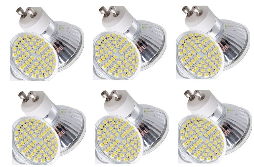 Pack de 6 ampoules 4w spot blanc chaud 240v gu10 220v 230v 60 leds smd 3528 ECLATS DESTOCKAGE