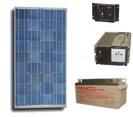 Pack panneau solaire 100w batterie rechargeable convertisseur tension 600w 12v 220v 12 220 - ECLATS DESTOCKAGE