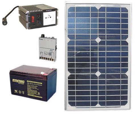 Pack panneau solaire 20w batterie rechargeable convertisseur tension 150w 12v 220v 12 220 - ECLATS DESTOCKAGE