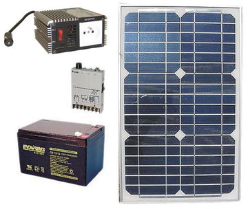 Pack panneau solaire 20w batterie rechargeable convertisseur tension 150w 12v 220v 12 220 - ECLATS DESTOCKAGE