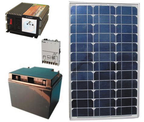 Pack panneau solaire 40w batterie rechargeable convertisseur tension 300w 12v 220v 12 220 - ECLATS DESTOCKAGE