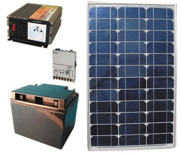 Pack panneau solaire 40w batterie rechargeable convertisseur tension 300w 12v 220v 12 220 - ECLATS DESTOCKAGE