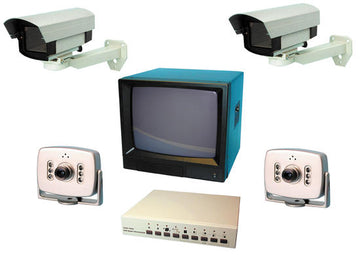 Pack surveillance video quadravision 38cm 15'' 4 cameras video surveillance packs cameras moniteurs ECLATS DESTOCKAGE