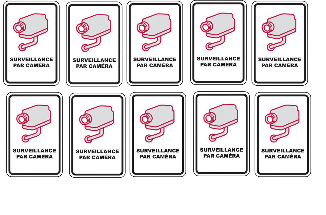 10 Panneau avertissement videosurveillance plaque signalitique à visser 30x21cm signalisation camera ECLATS DESTOCKAGE