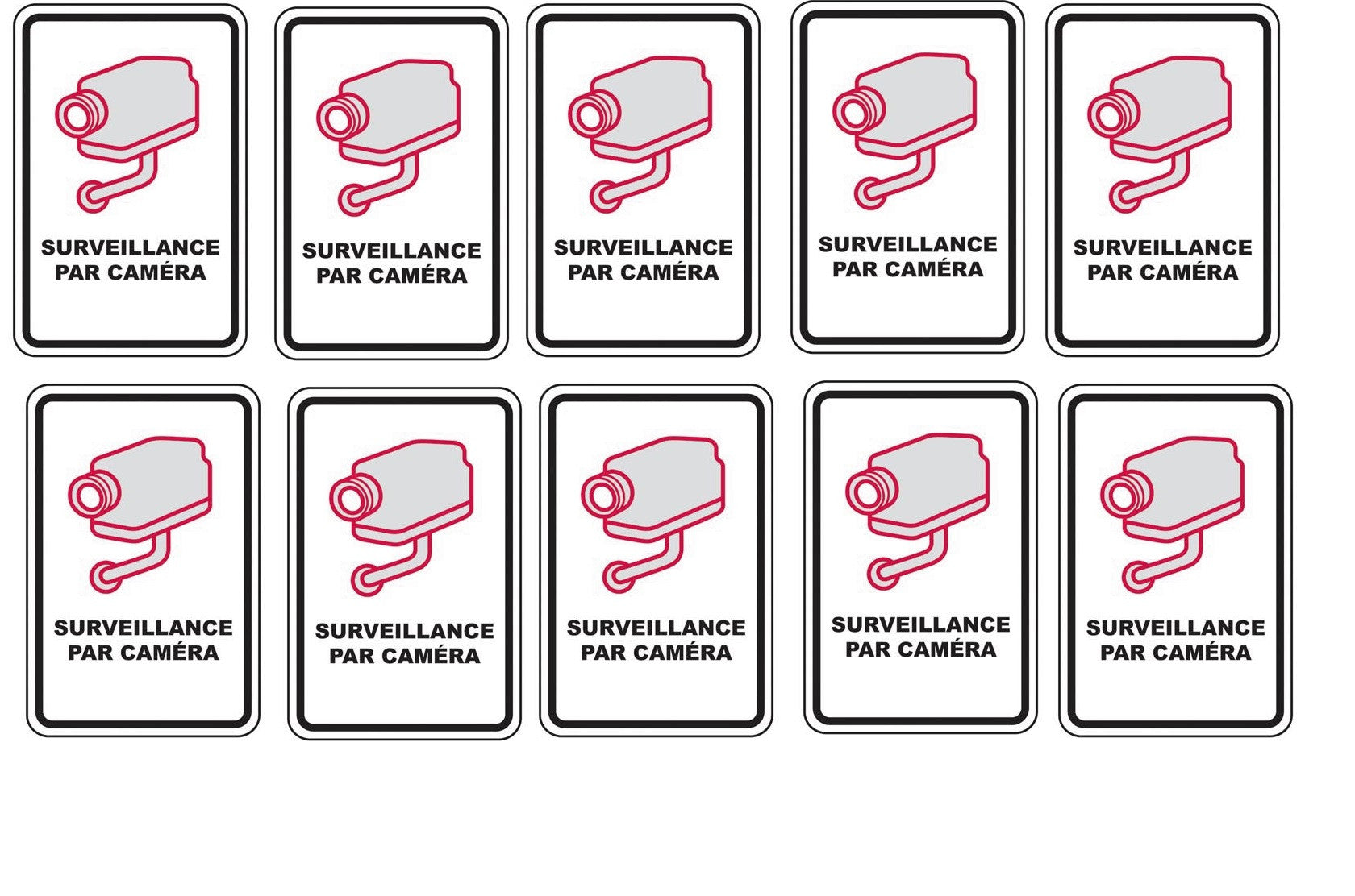 10 Panneau avertissement videosurveillance plaque signalitique à visser 30x21cm signalisation camera ECLATS DESTOCKAGE