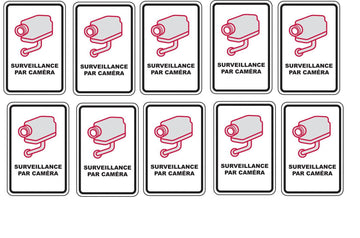 10 Panneau avertissement videosurveillance plaque signalitique à visser 30x21cm signalisation camera ECLATS DESTOCKAGE