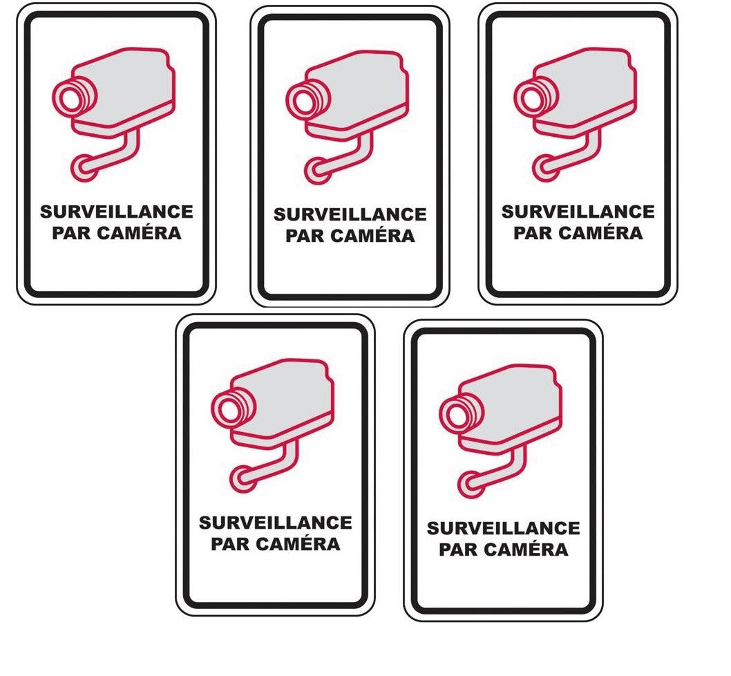 5 Panneau avertissement videosurveillance plaque signalitique à visser 30x21cm signalisation camera ECLATS DESTOCKAGE