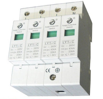 Parafoudre 380v triphasé rail din 385v/420v 4 pole type 2 40ka parasurtenseur surtension ly1 c40 4p ECLATS DESTOCKAGE