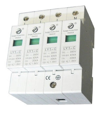 Parafoudre electrique rail 385v/420v din 4 pole type 2 40ka parasurtenseur surtension ly1 c40 4p ECLATS DESTOCKAGE