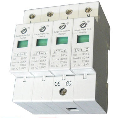 Parafoudre electrique rail 4p 385v/420v din 4 pole type 2 40ka parasurtenseur surtension ly1 c40 ECLATS DESTOCKAGE