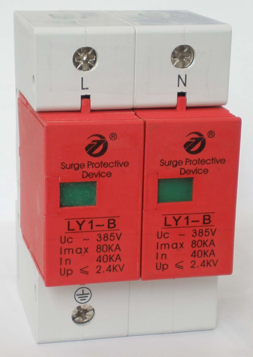 Parafoudre electrique rail din 220v 275v 2 pole type 1 80ka parasurtenseur surtension ly1 b80 2p ECLATS DESTOCKAGE