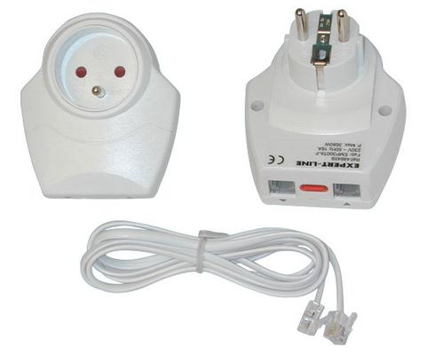 Parafoudre telephonique electrique enfichable 220v tel/fax/modem/adsl parasurtenseur parasurtension ECLATS DESTOCKAGE