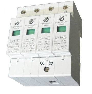 Parafoudre triphasé 380v rail din 385v/420v 4 pole type 2 40ka parasurtenseur surtension ly1 c40 4p ECLATS DESTOCKAGE