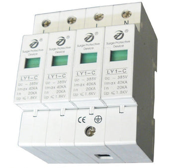 Parafoudre triphasé 4 pole type 2 40ka 380v rail din 385v/420v parasurtenseur surtension ly1 c40 4p ECLATS DESTOCKAGE