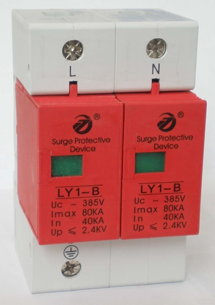 Parafoudre type 1 80ka rail din 220v 275v 2 pole parasurtenseur surtension ly1 b80 2p ECLATS DESTOCKAGE