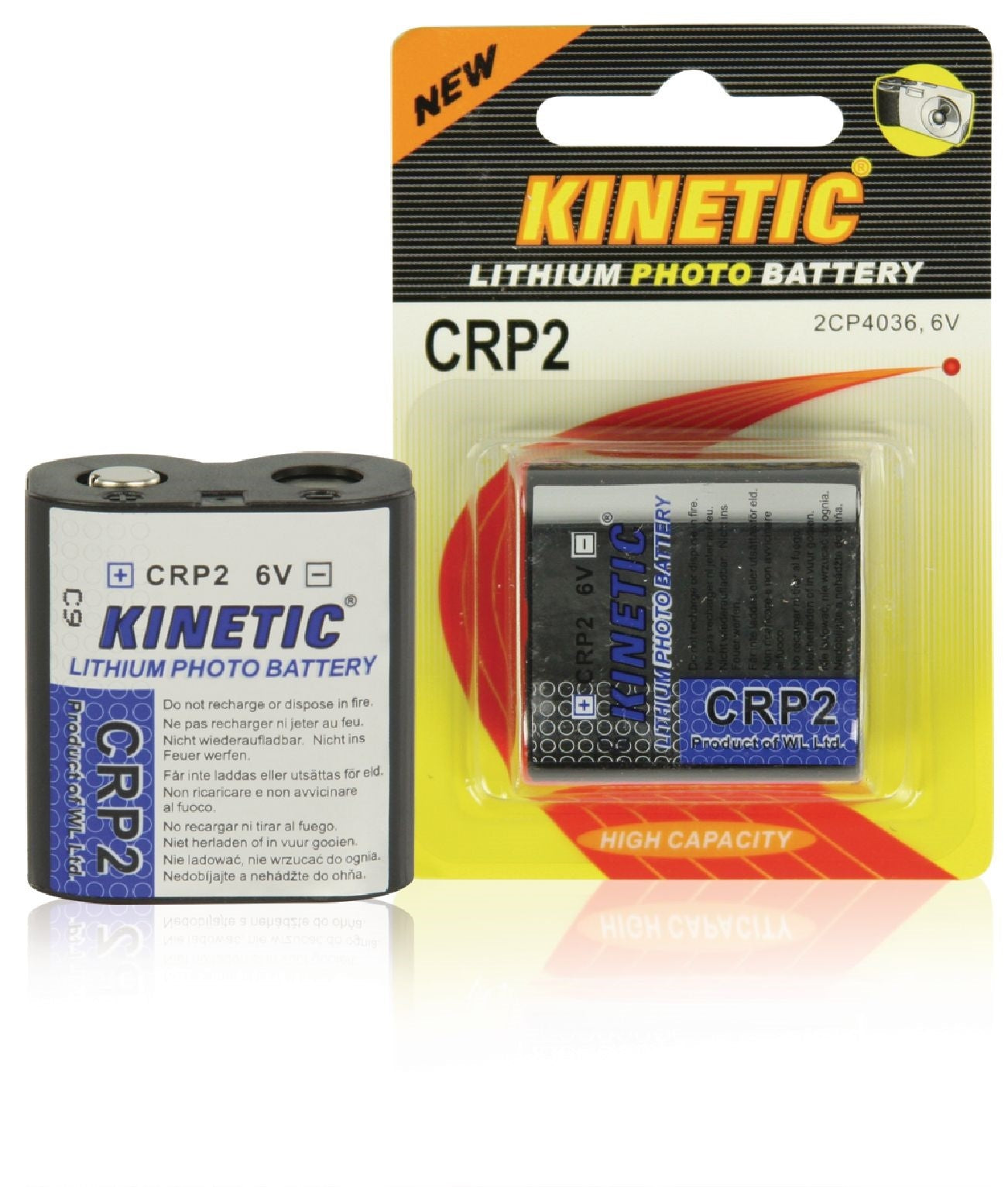 Pile lithium pour telephone appareil photo 6v battery crp2 1.3a noir 36mm kinetic ECLATS DESTOCKAGE