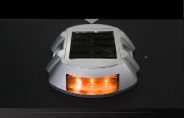 Plot routier ambre coller balisage eclairage solaire 6 led route securité circulation signalisation ECLATS DESTOCKAGE