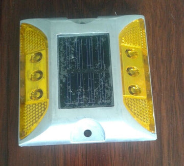 Plot routier jaune coller balisage eclairage solaire 6 led route securité circulation signalisation ECLATS DESTOCKAGE