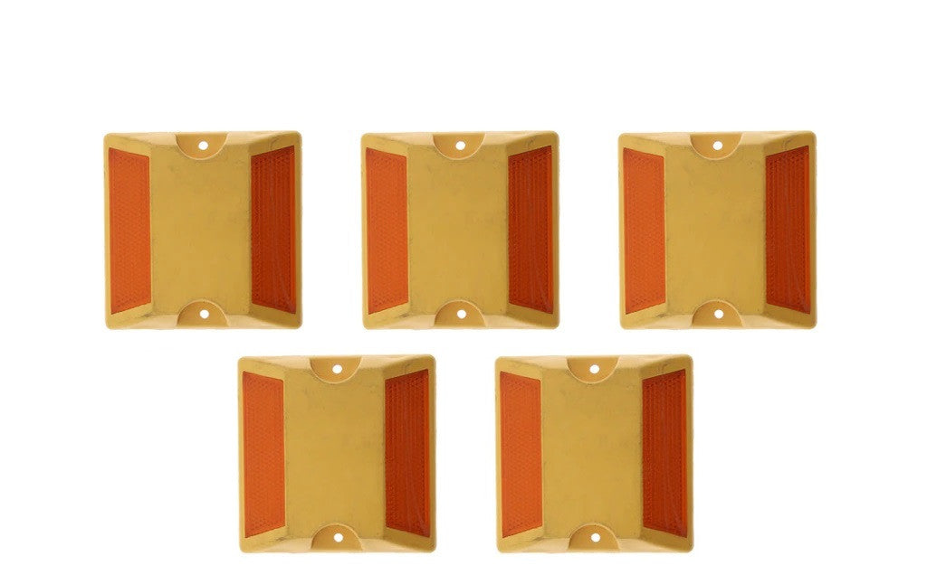 5 Plot routier plastique reflecteur double à coller rétro-réfléchissant se91 balisage route securite ECLATS DESTOCKAGE