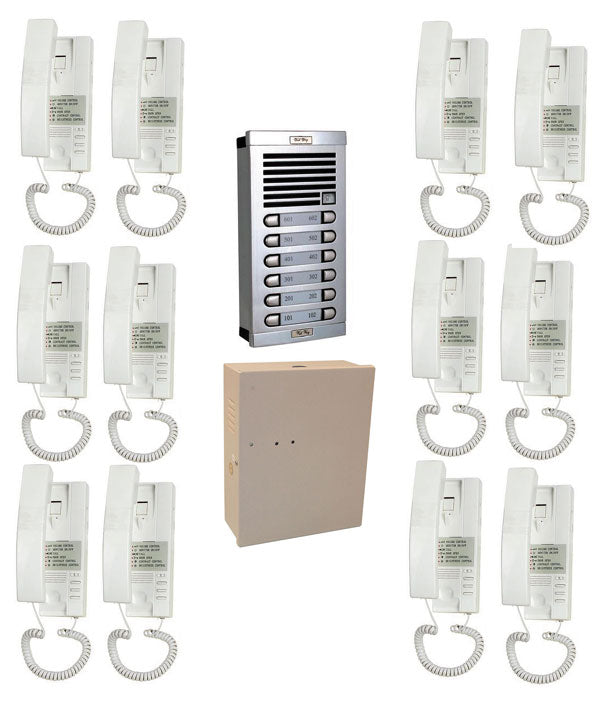 Portier phonique 12bp complet (câble à rajouter) interphone 12 logements audio collectif immeuble ECLATS DESTOCKAGE