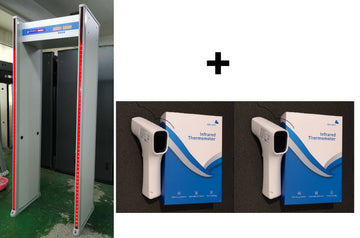 Portique detecteur de temperature + 2 thermometre sans contact fievre controle acces aeroport gare clinique ECLATS DESTOCKAGE
