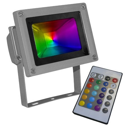 Projecteur étanche rgb a led 220v 10w telecommande ECLATS DESTOCKAGE
