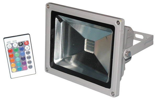 Projecteur led 20w rvb rouge vert bleu rgb mémoire et télécommande 110v 220v extérieur étanche ip65 ECLATS DESTOCKAGE