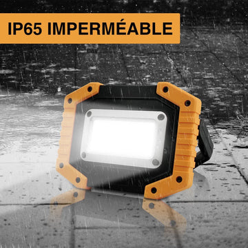 Projecteur LED Rechargeable 30W USB Spot eclairage Portable, Lampe IP65 Etanche Rotation à 360° ECLATS DESTOCKAGE