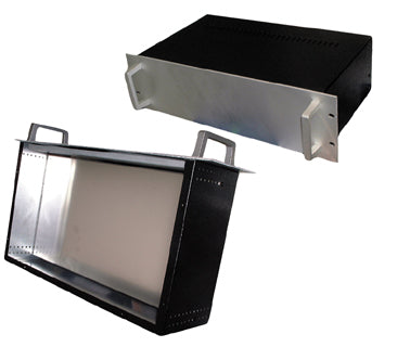Rack profondeur 350mm hauteur 4 unites facade couleur noir avec poignes a monter ECLATS DESTOCKAGE