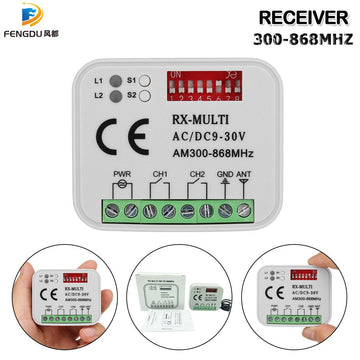Ouvre-Porte de Garage 12-24V DC, 2 Canaux, Récepteur Multifréquence RX Multi 300-868 MHz ECLATS DESTOCKAGE