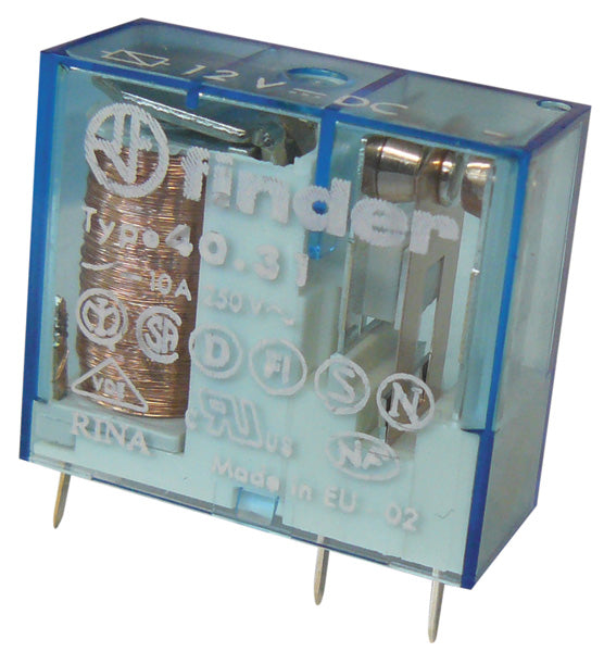 Relais electrique finder 12v cc serie 40.31 12vdc 10a rlf4031 403190120000 9012 4031 (3,5mm) ECLATS DESTOCKAGE