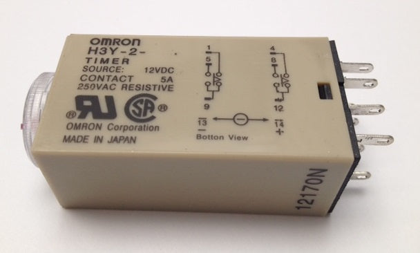 Relais omron 12v 5a h3y-2 temporisé 1 min à 60 min 230v 240v 2 no/nf en travail ou en repos ECLATS DESTOCKAGE