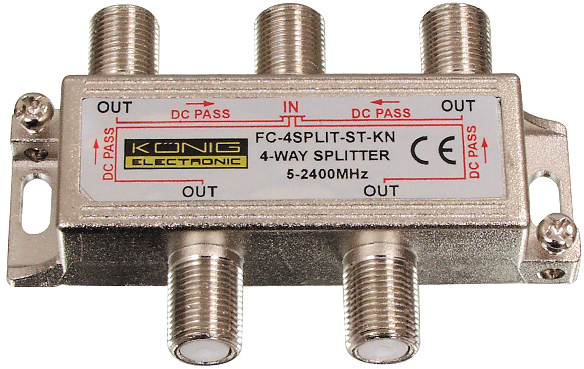 Repartiteur F satellite 1x in - 4x out 2250 MHz 12.0 - 17.0 dB - ECLATS DESTOCKAGE