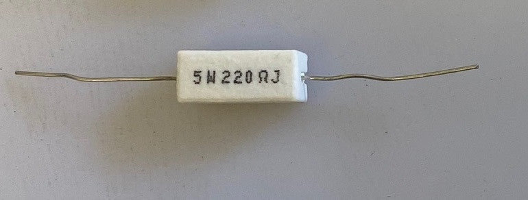 Resistance bobinée axial 250v cémentée 5w 220 ohms rebc5w220r Diamètre des broches : 0,8mm ECLATS DESTOCKAGE