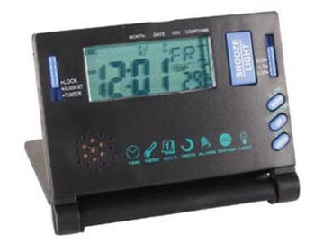Reveil de voyage multifonctions retro eclairage alarme date temperature horloge wt55 ECLATS DESTOCKAGE