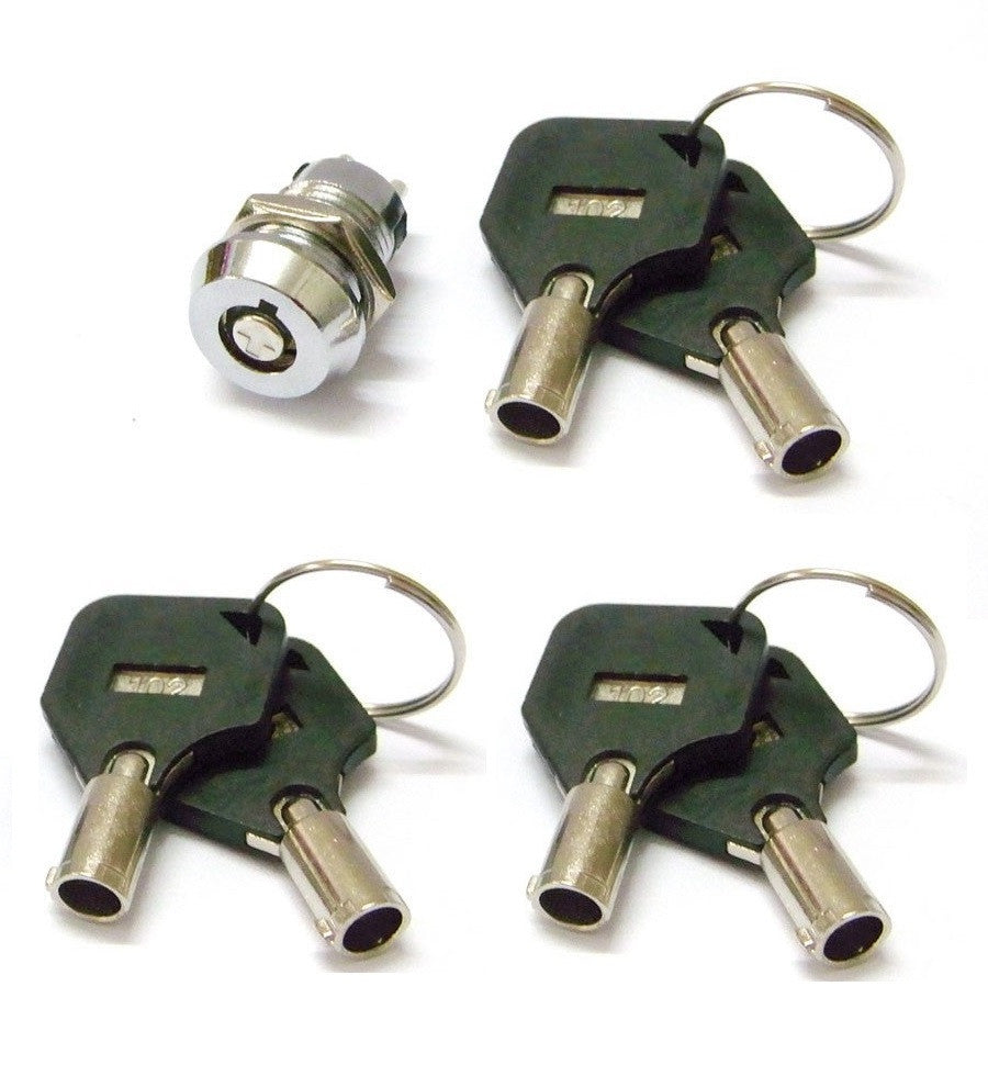 Serrure electrique 2 plots 1 sortie 6 clefs rondes m12 interrupteur marche arret commutateur verrouillage ECLATS DESTOCKAGE