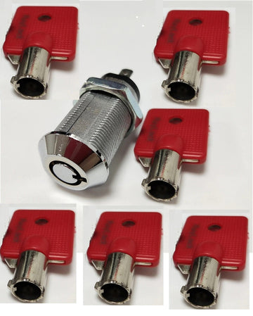 Serrure electrique 2 plots 1 sortie 6 clefs rondes m19 interrupteur marche arret commutateur verrouillage ECLATS DESTOCKAGE