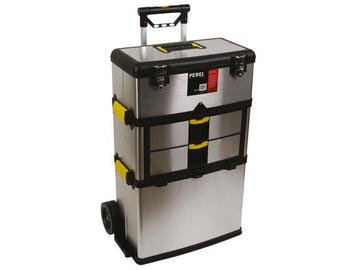 Servante a outils metal a roulettes 3 compartiments coffre rangement acier inoxydable otba4 ECLATS DESTOCKAGE