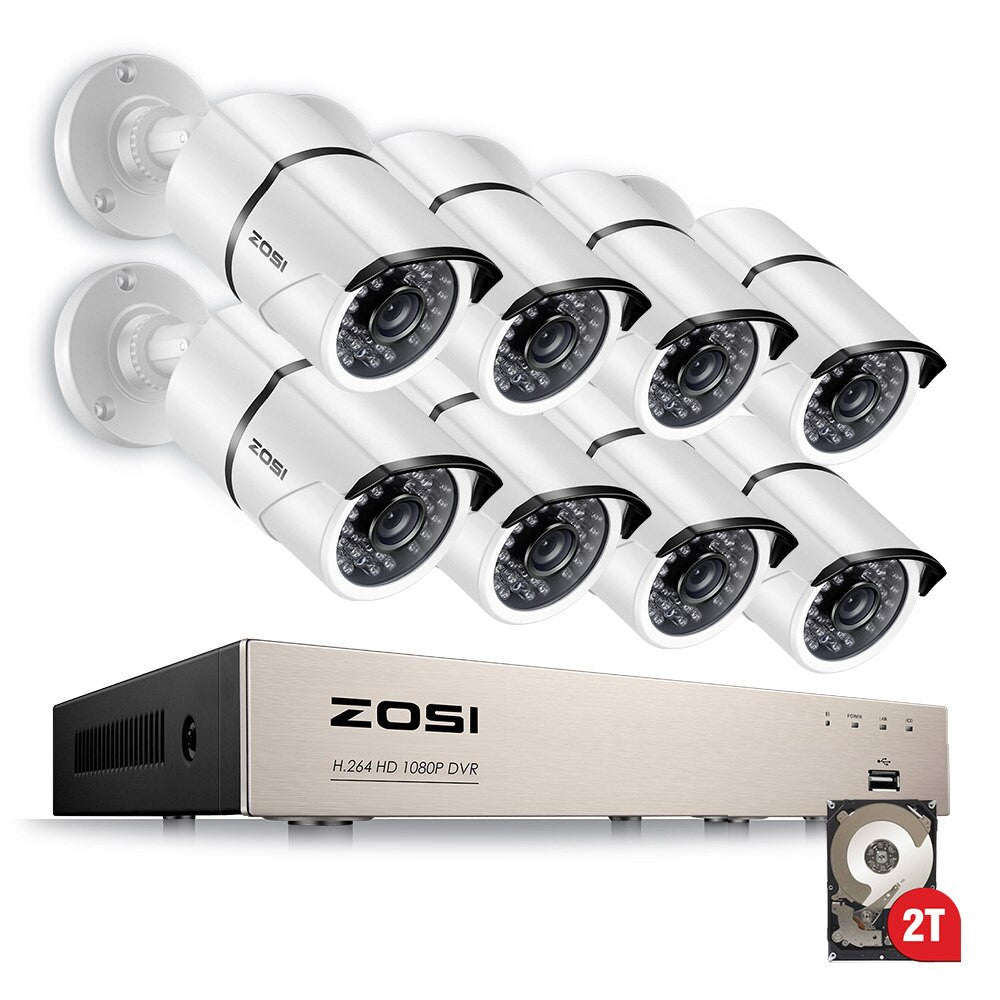 système de sécurité vidéo TVI DVR 8 canaux + disque dur + 8 camera surveillance 1080p 2.0MP cables ECLATS DESTOCKAGE