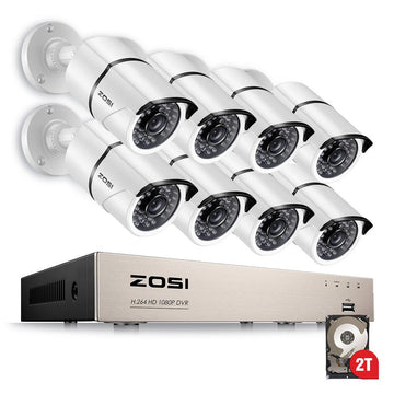 système de sécurité vidéo TVI DVR 8 canaux + disque dur + 8 camera surveillance 1080p 2.0MP cables ECLATS DESTOCKAGE