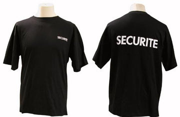 Tee shirt securite xl t shirt noir police vetement equipement personel protection vigile ECLATS DESTOCKAGE