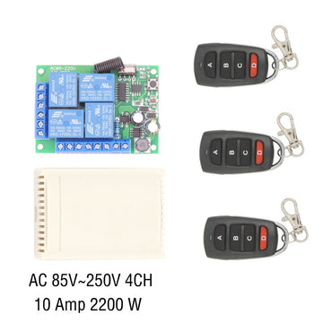 Recepteur radio 220v 4CH 4 CH 4 canaux + 3 Telecommande Sans Fil Commutateur Lumiere Relais 433Mhz ECLATS DESTOCKAGE