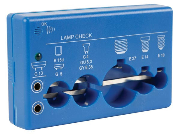 Testeur ampoules indicateur LED bip sonore culots G13 B15d/G5 G4/GU5.3/GY6.35 E27, E14, E10 ECLATS DESTOCKAGE