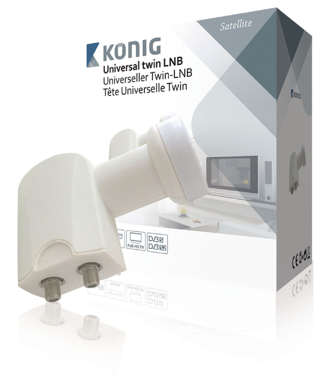 Tete LNB universelle twin 0.2 dB 2 sorties kn-lnb-t20 compatible dvb-s2 tv full hd ECLATS DESTOCKAGE