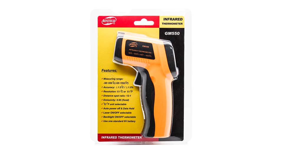 Thermometre infrarouge laser visee -50°c 550°c gm550 temperature afficheur lcd deperdition chaleur ECLATS DESTOCKAGE