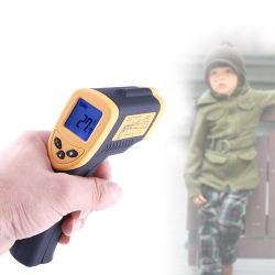 Thermometre jaune afficheur lcd laser infrarouge temperature deperdition 380°c -50°c ECLATS DESTOCKAGE