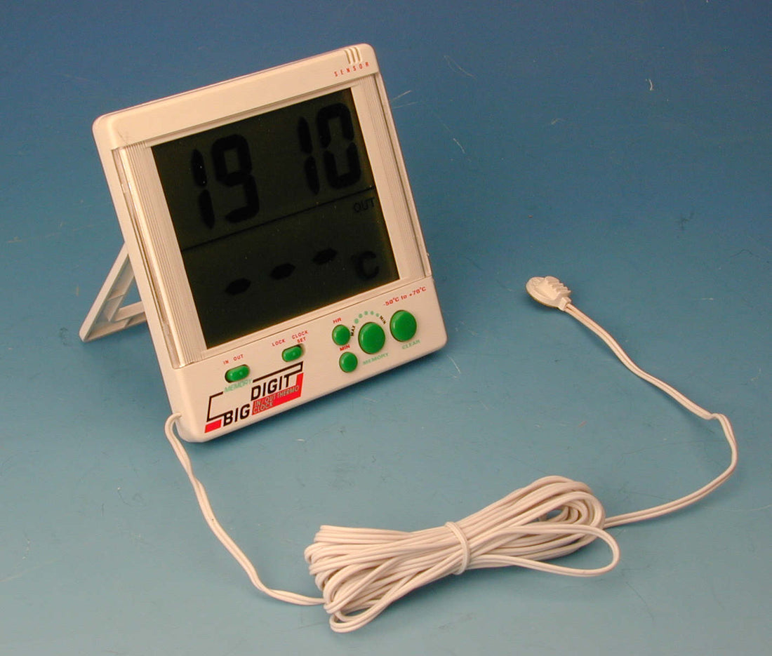Thermometre numerique digital 50 à  70°c interieur exterieur sonde temperature horloge ECLATS DESTOCKAGE