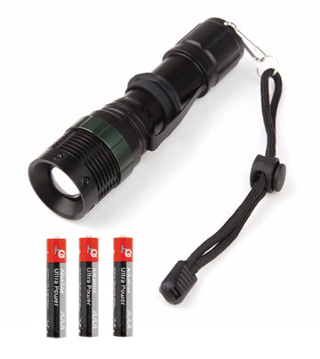 Torche led 3w cree lumière q5 avec 3 piles eclairage ECLATS DESTOCKAGE